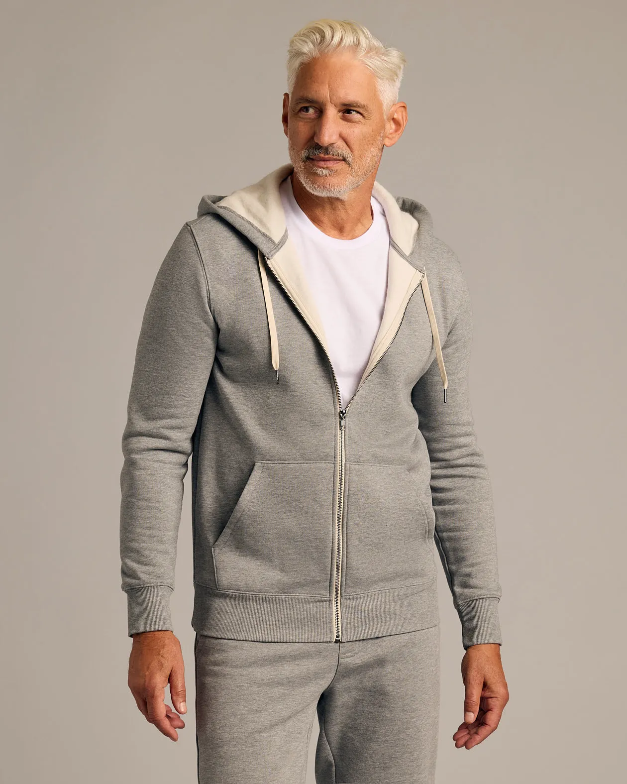Dark Heather Gray Fleece French Terry Zip Hoodie
