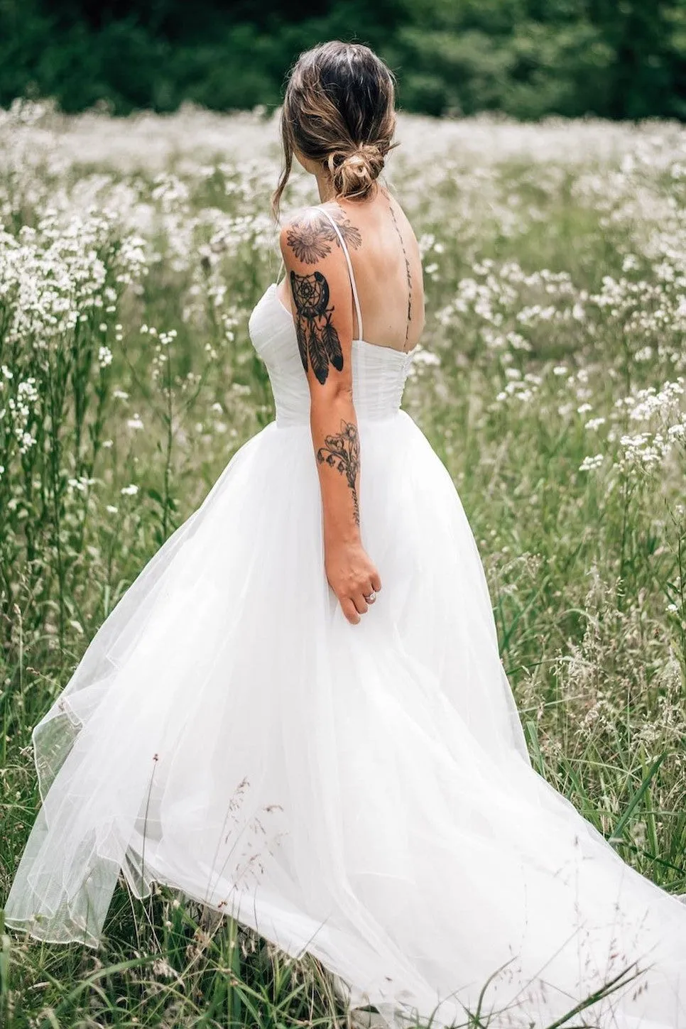 Enchanting Ruching Tulle Outdoor Wedding Dress 2021