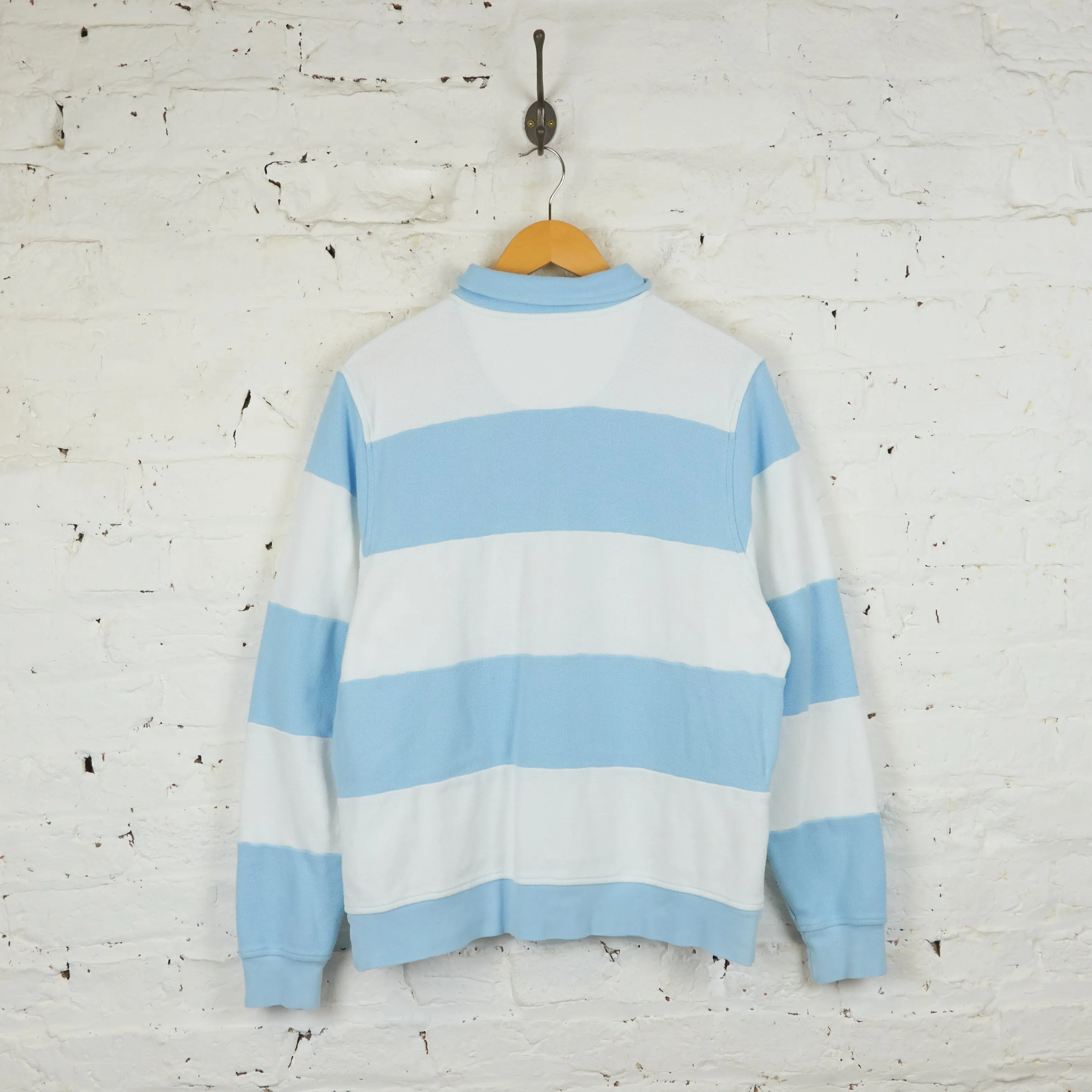 Fred Perry 1/4 Zip Striped Sweatshirt - Blue/White - L