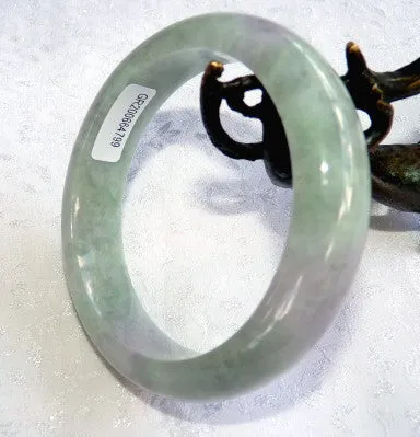 Green Veins and Lavender Burmese Jadeite Bangle Bracelet 57 mm   Certificate G4799)