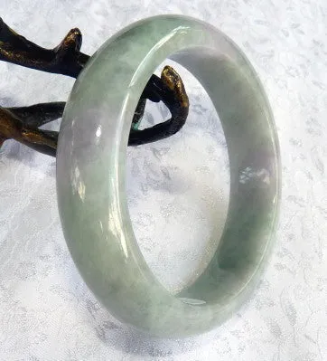 Green Veins and Lavender Burmese Jadeite Bangle Bracelet 57 mm   Certificate G4799)