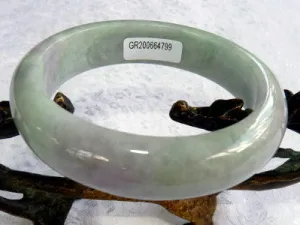 Green Veins and Lavender Burmese Jadeite Bangle Bracelet 57 mm   Certificate G4799)