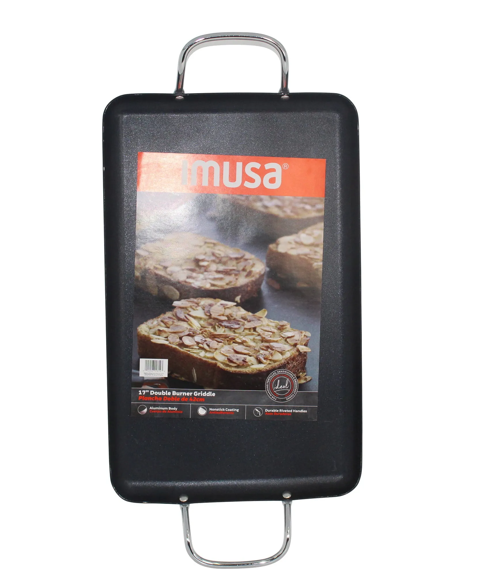Griddle Nonstick Stove Top Pan Outdoor For 2 Burners Gas Range Grill BBQ 17-Inch