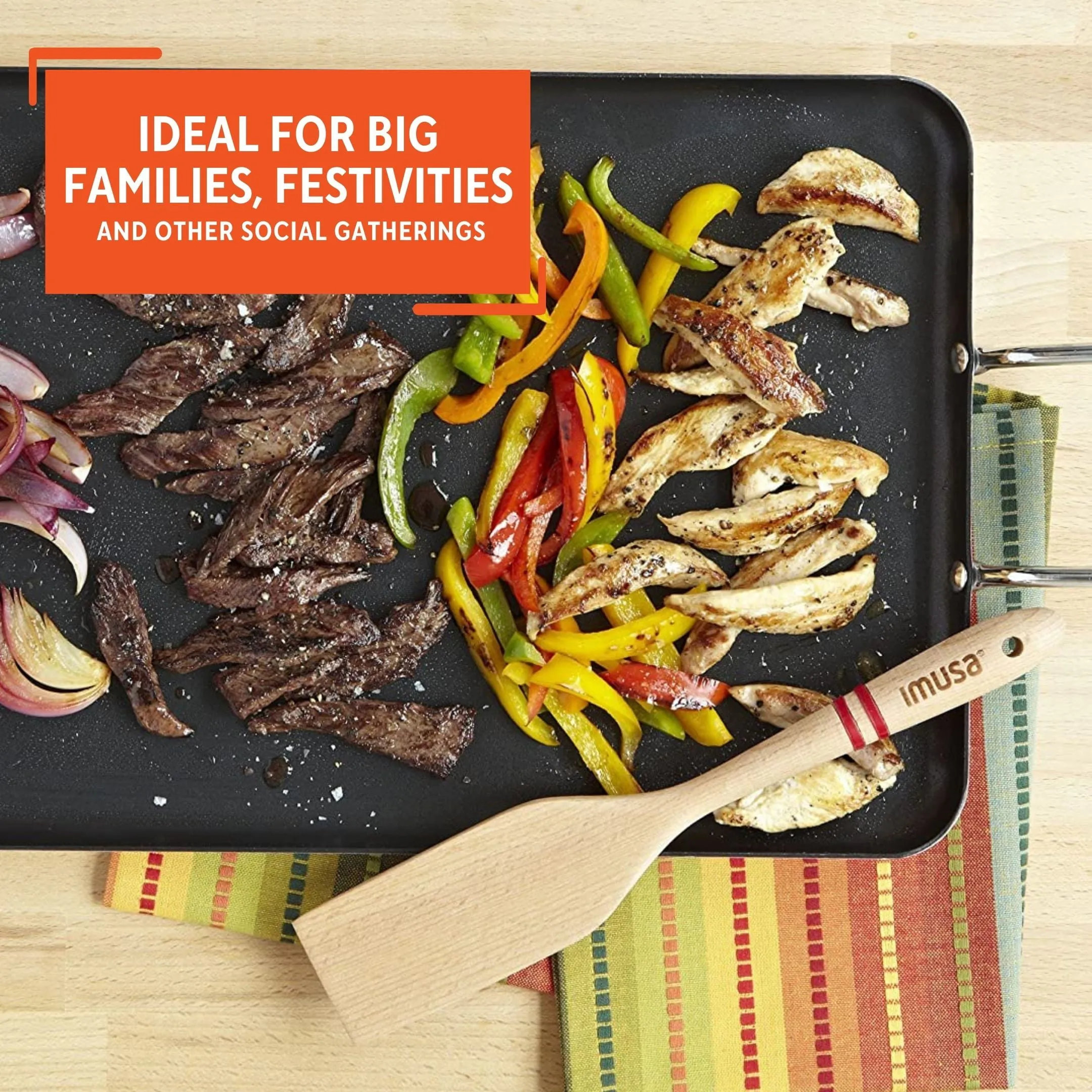 Griddle Nonstick Stove Top Pan Outdoor For 2 Burners Gas Range Grill BBQ 17-Inch