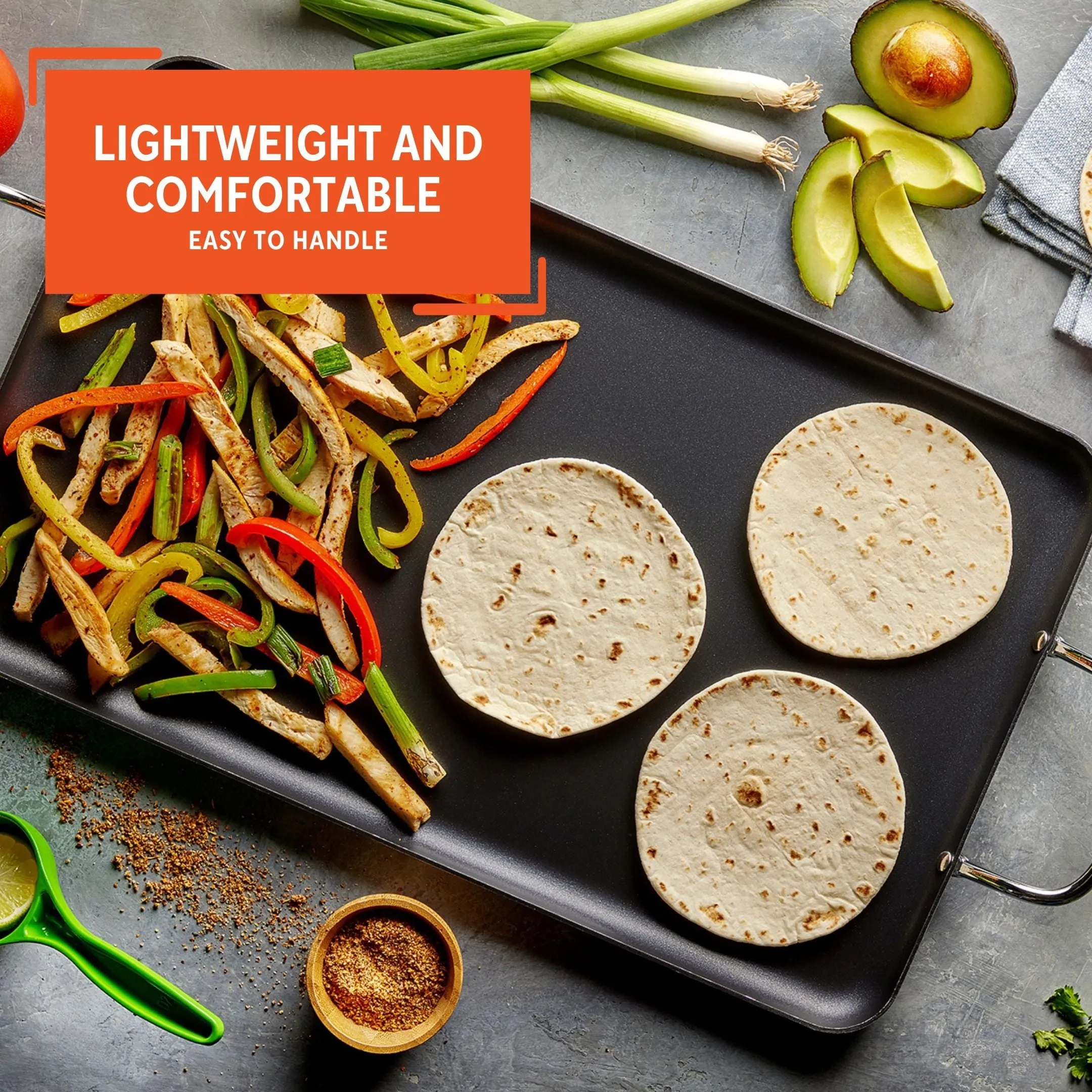 Griddle Nonstick Stove Top Pan Outdoor For 2 Burners Gas Range Grill BBQ 17-Inch