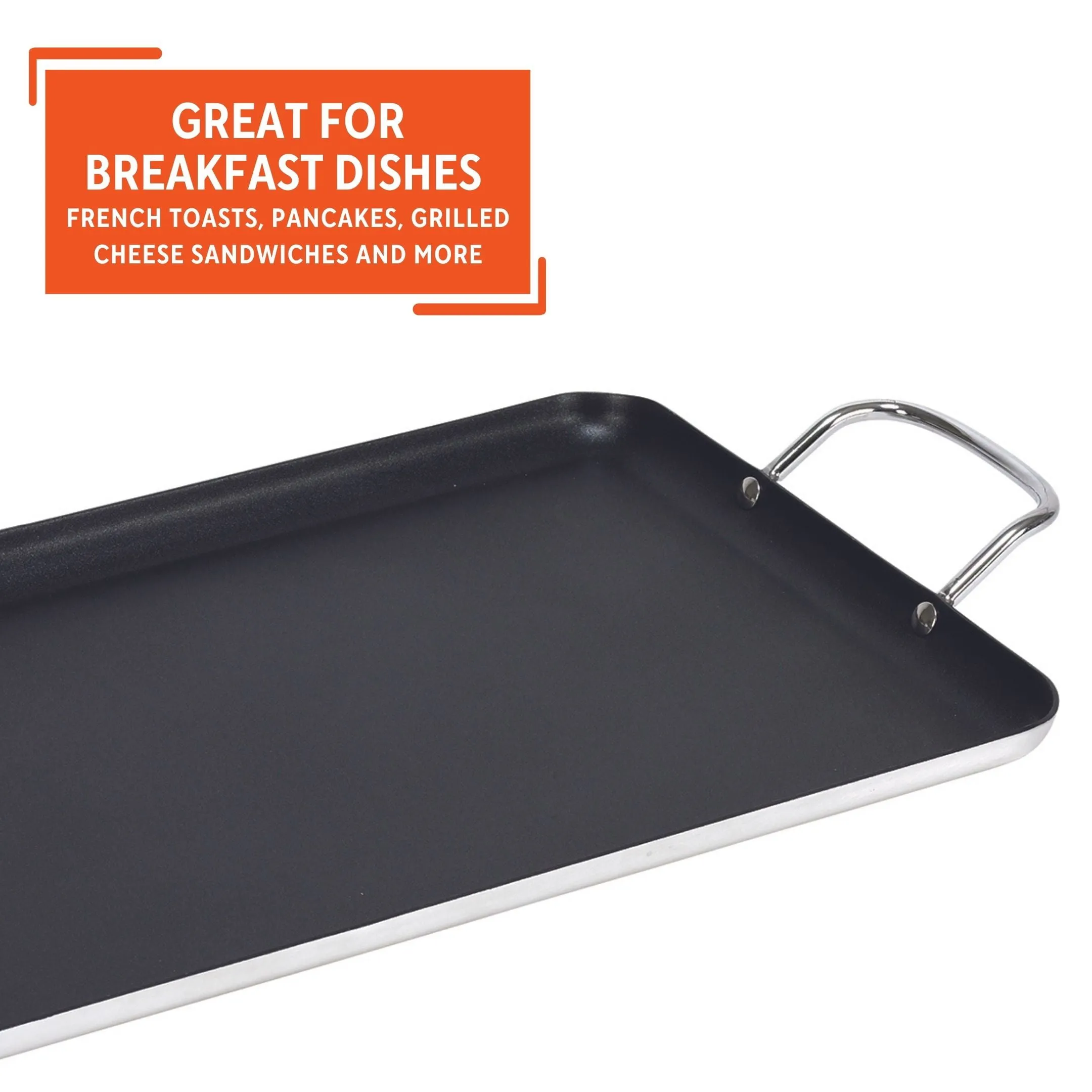Griddle Nonstick Stove Top Pan Outdoor For 2 Burners Gas Range Grill BBQ 17-Inch