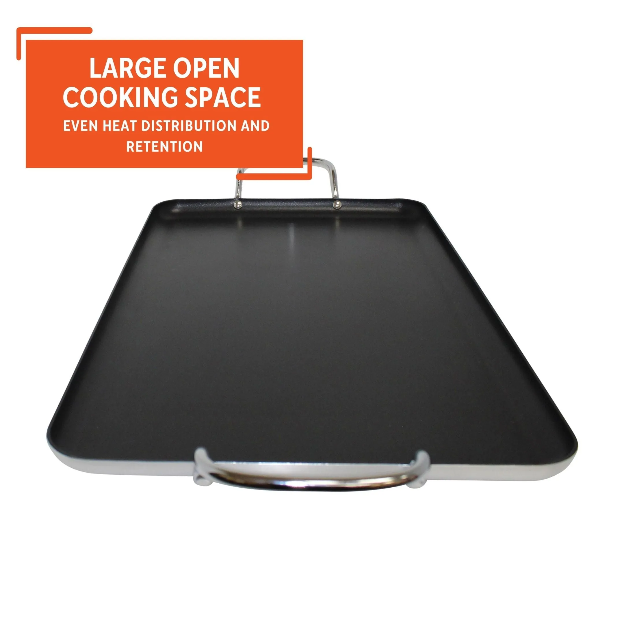 Griddle Nonstick Stove Top Pan Outdoor For 2 Burners Gas Range Grill BBQ 17-Inch