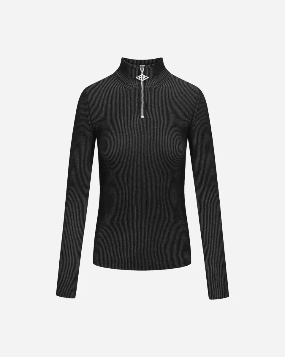 Half Zip Knit - Black