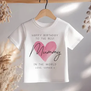 Happy Birthday Mummy Red Heart Personalised Toddler & Kids T Shirt