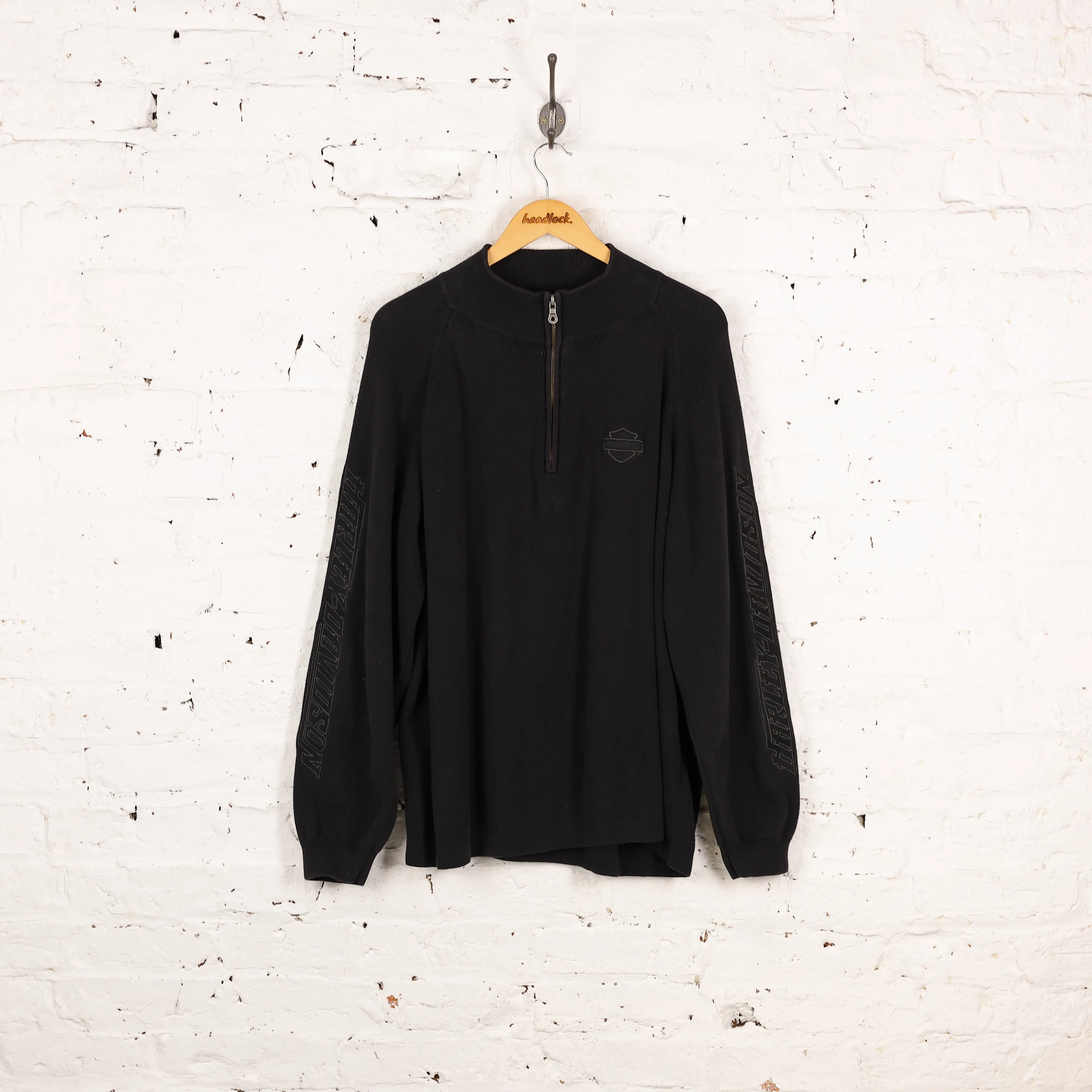 Harley Davidson 1/4 Zip Sweatshirt - Black - XL
