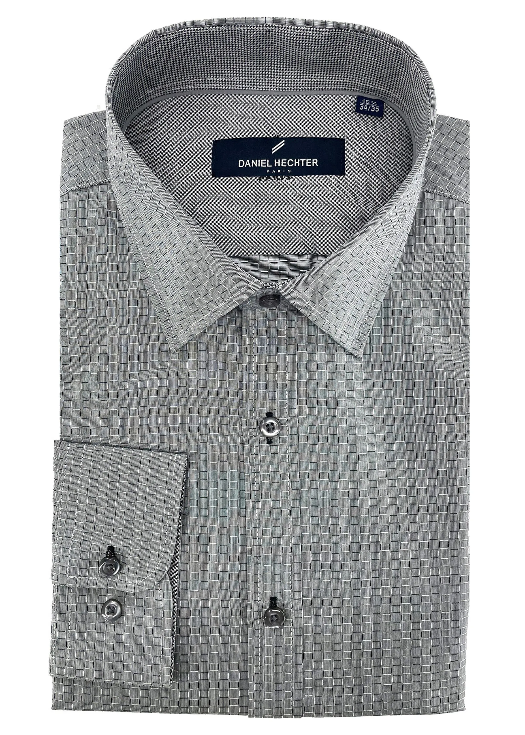Hechter Paris Geometric Slim Fit Dress Non-Iron Shirt