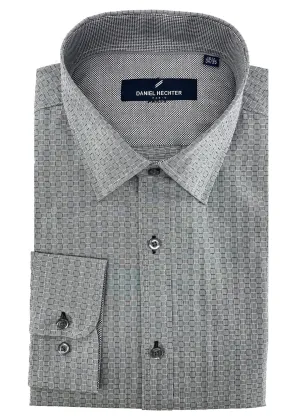 Hechter Paris Geometric Slim Fit Dress Non-Iron Shirt