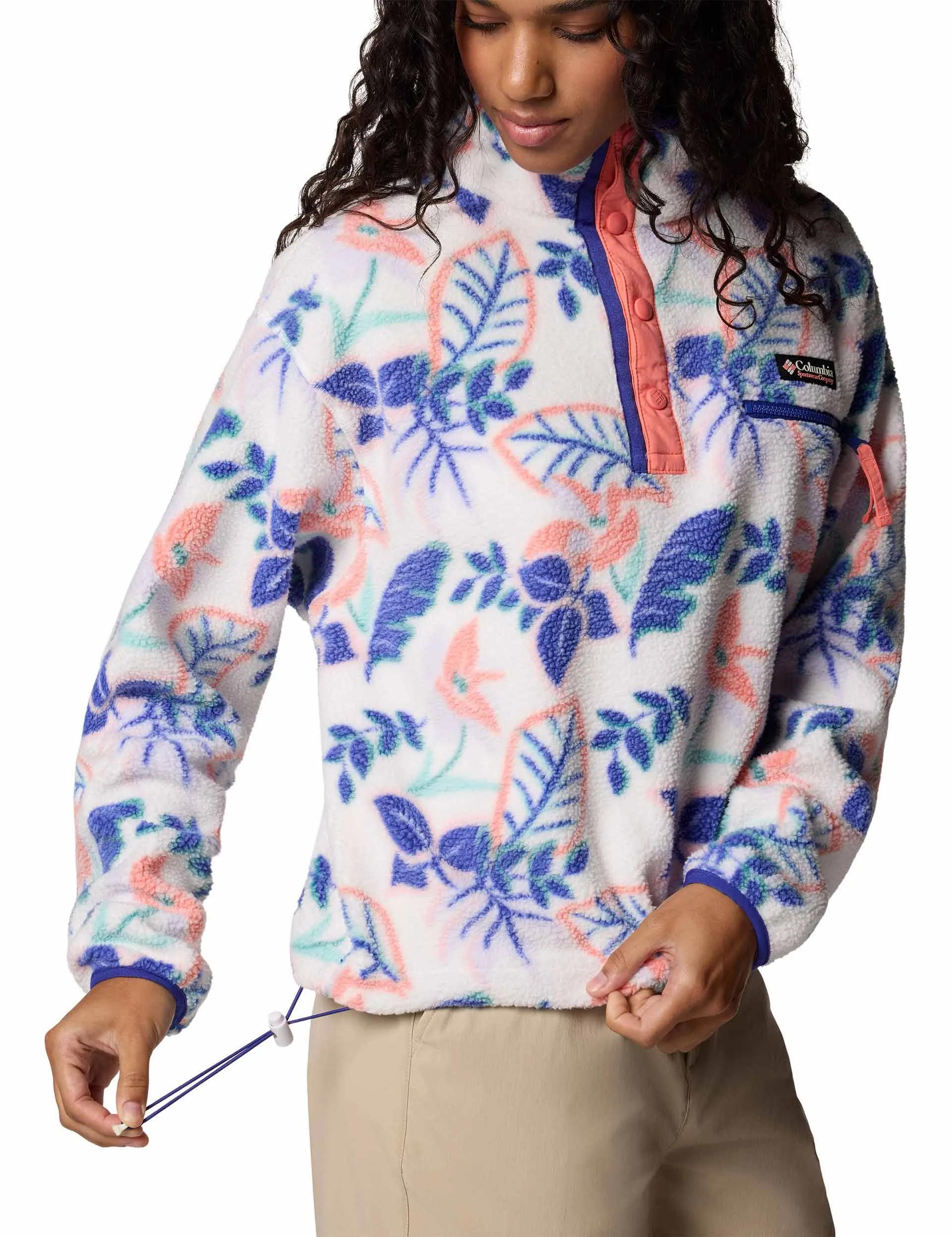 Helvetia II Cropped Sherpa Half Snap Printed Fleece - Sea Salt Pasteled Multi