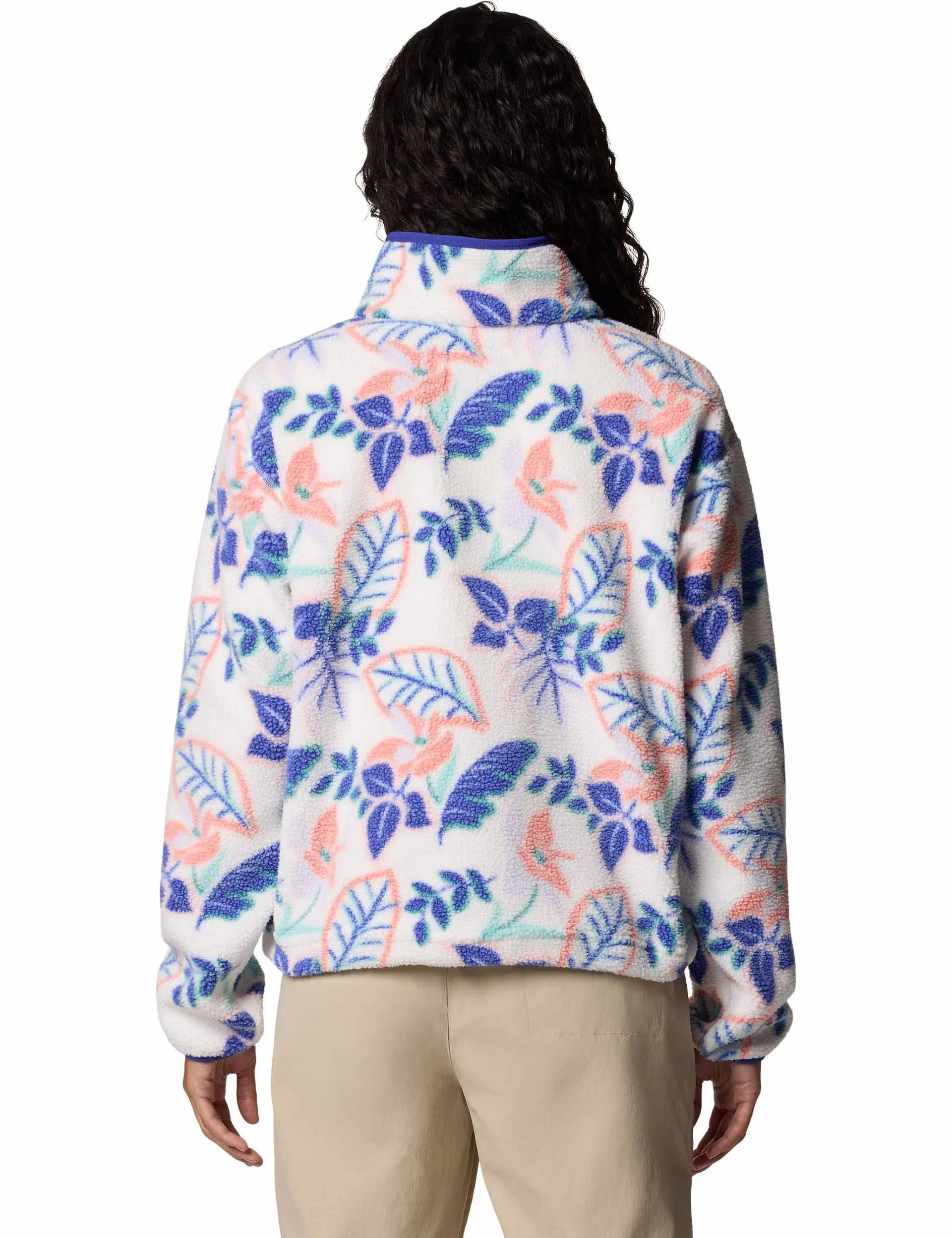 Helvetia II Cropped Sherpa Half Snap Printed Fleece - Sea Salt Pasteled Multi
