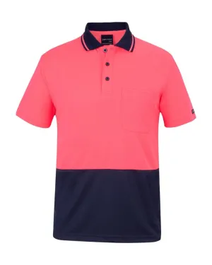 Hi Vis Non Cuff Traditional Polo - Pink/Navy