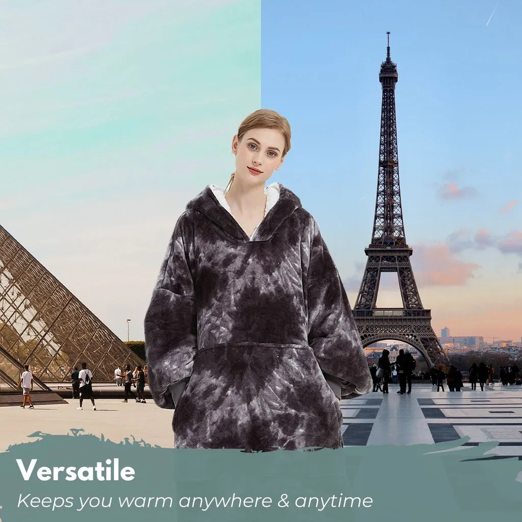 Hoodie Blanket Adult Tie-Dyed Grey