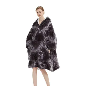 Hoodie Blanket Adult Tie-Dyed Grey
