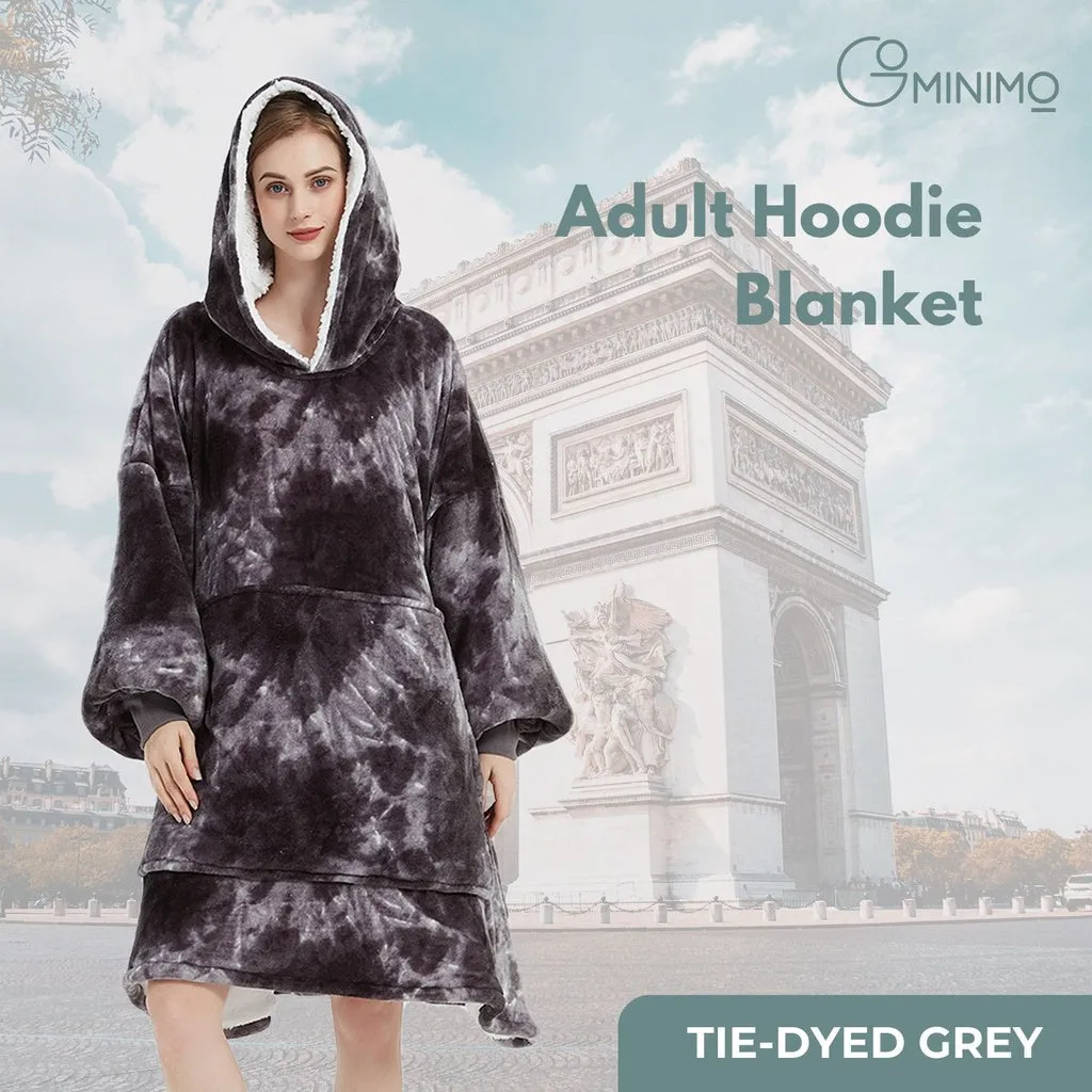 Hoodie Blanket Adult Tie-Dyed Grey
