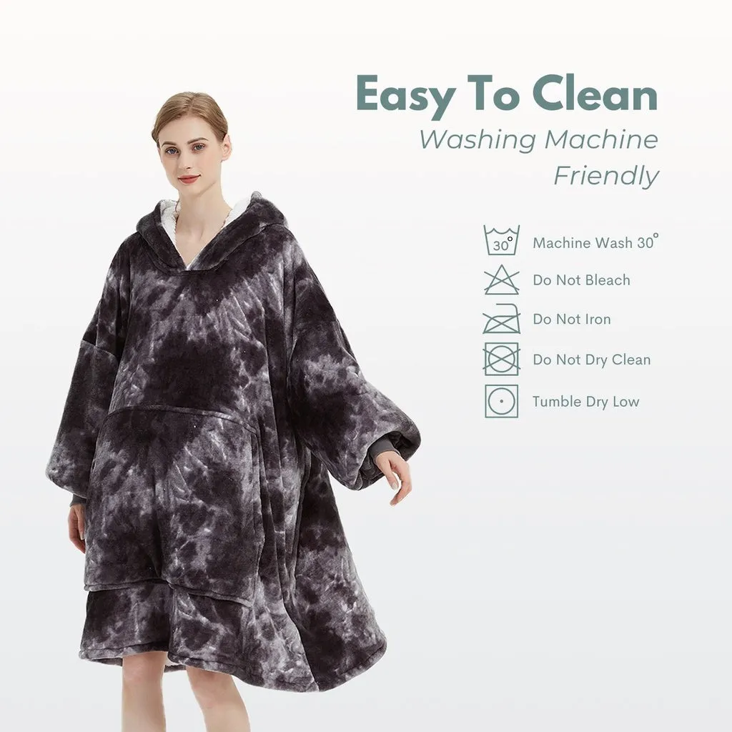 Hoodie Blanket Adult Tie-Dyed Grey