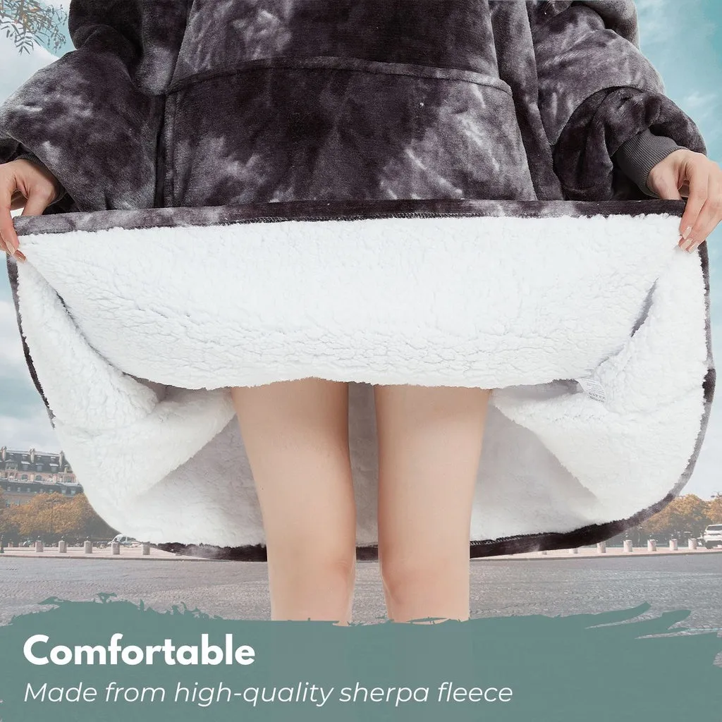 Hoodie Blanket Adult Tie-Dyed Grey