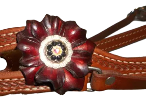 HR Courts Headstall With Red Flower