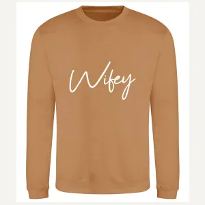 Hubby|Wifey Couple Sweatshirts - Caramel Latte