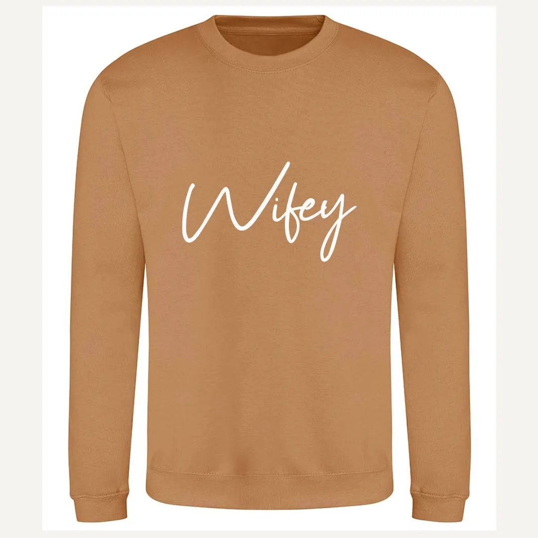 Hubby|Wifey Couple Sweatshirts - Caramel Latte