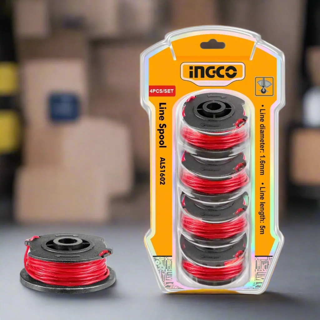 Ingco 4-Pieces Line Spool 1.6mm 5m for Lithium-ion Grass Trimmer - ALS1602
