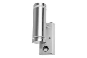 Integral ILDED047 Outdoor Stainless Steel Up And Down GU10 IP54 Wall Light with PIR Steel