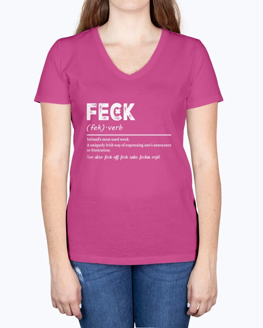 Irish Feck - Ladies V-neck T-Shirt