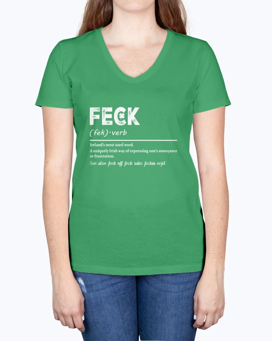 Irish Feck - Ladies V-neck T-Shirt