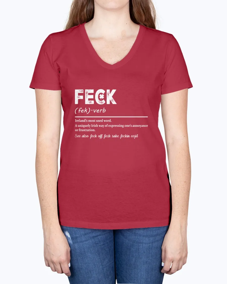 Irish Feck - Ladies V-neck T-Shirt