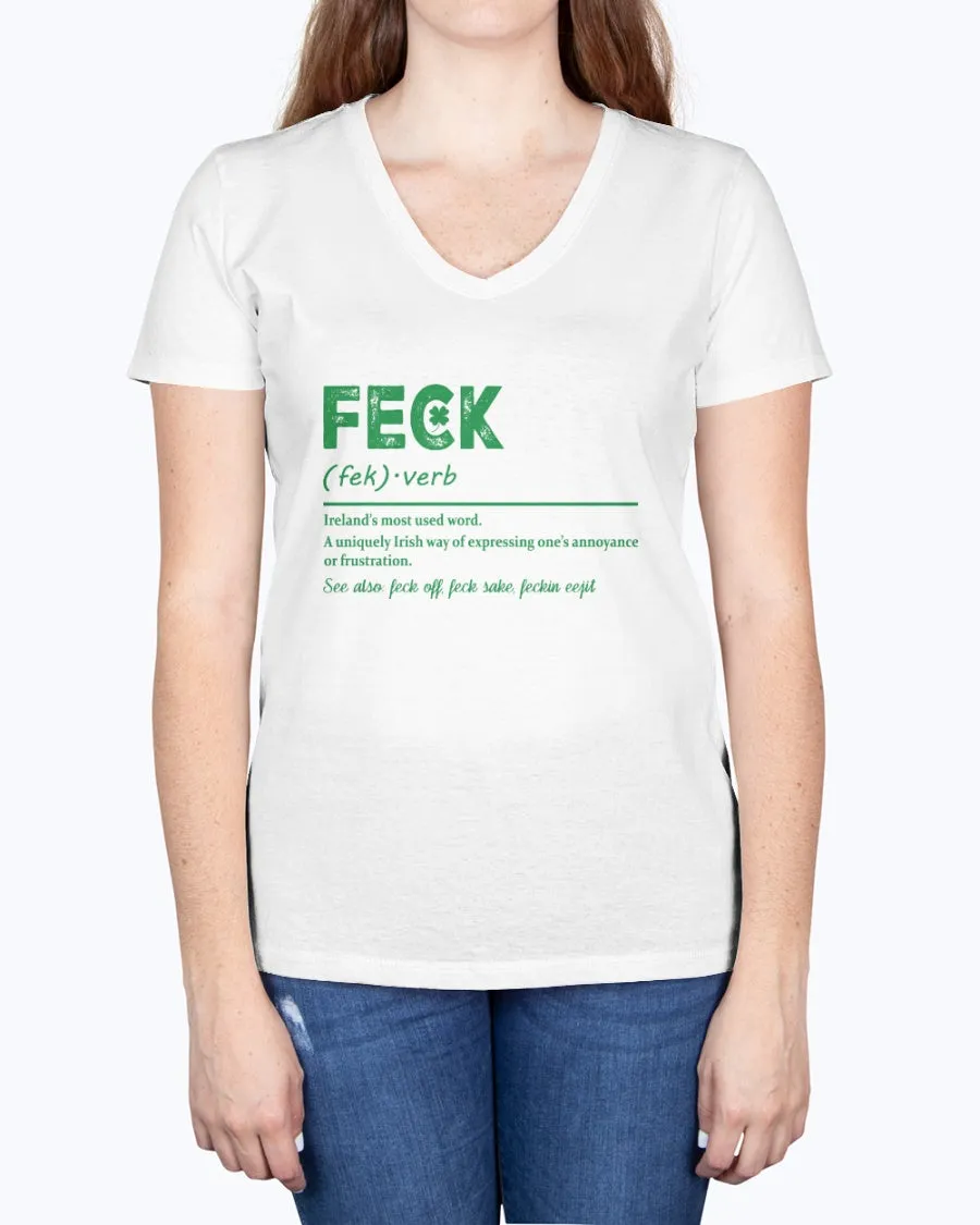 Irish Feck - Ladies V-neck T-Shirt