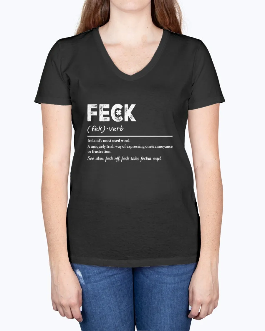 Irish Feck - Ladies V-neck T-Shirt