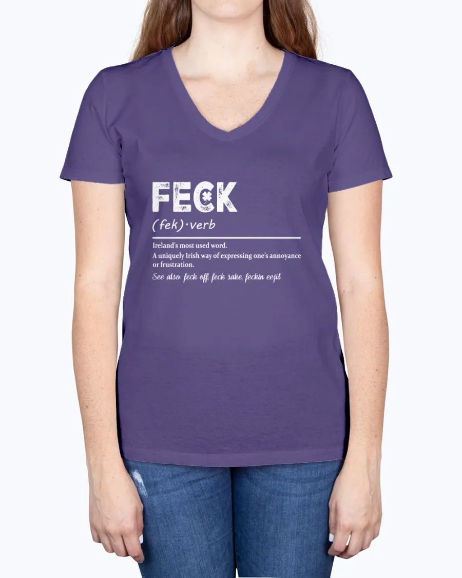 Irish Feck - Ladies V-neck T-Shirt