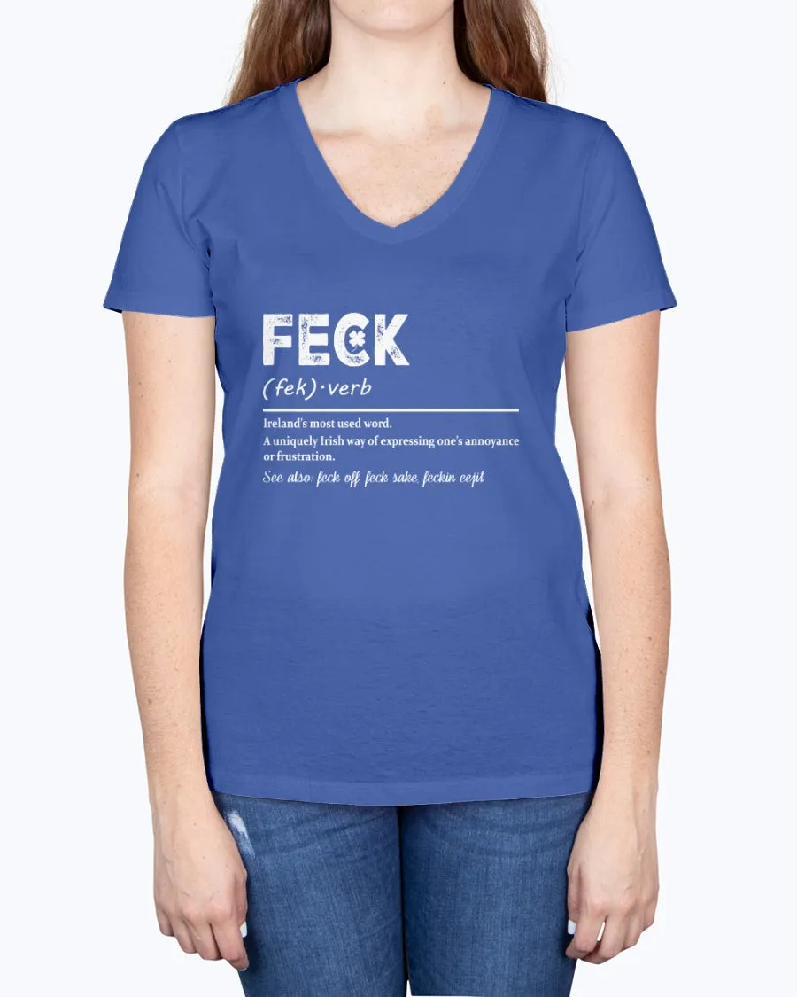 Irish Feck - Ladies V-neck T-Shirt