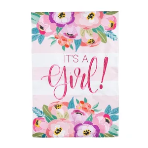 It's a Girl Garden Linen Flag,14l9813