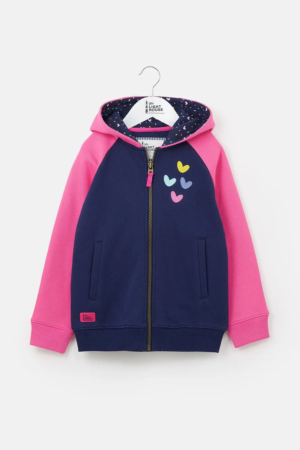 Jasmine Full Zip - Pink Navy Hearts
