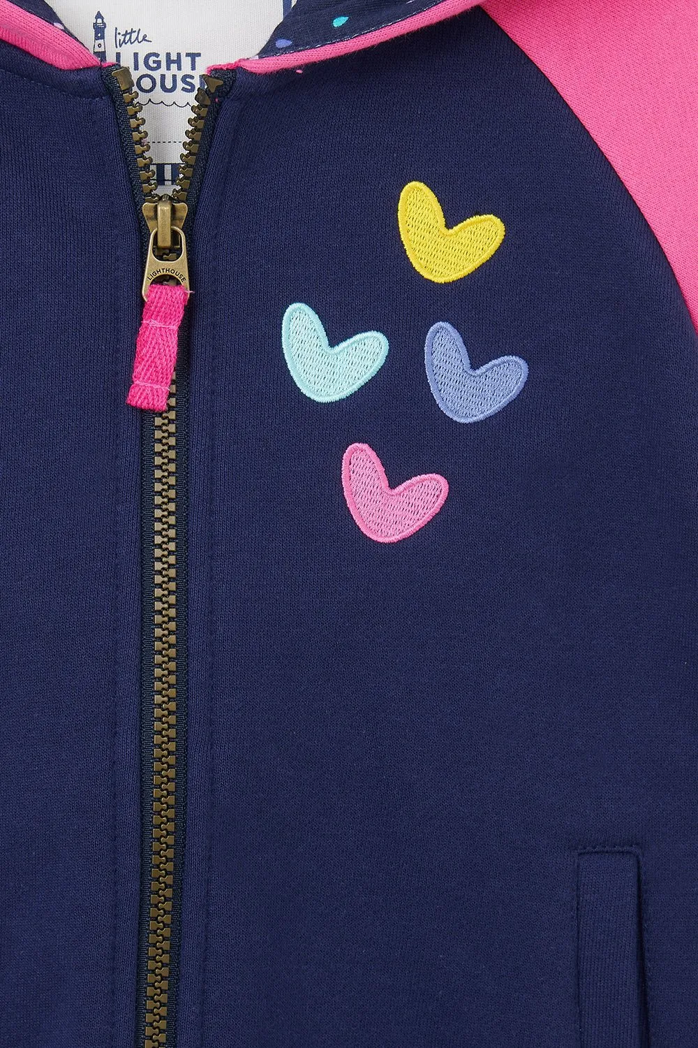 Jasmine Full Zip - Pink Navy Hearts