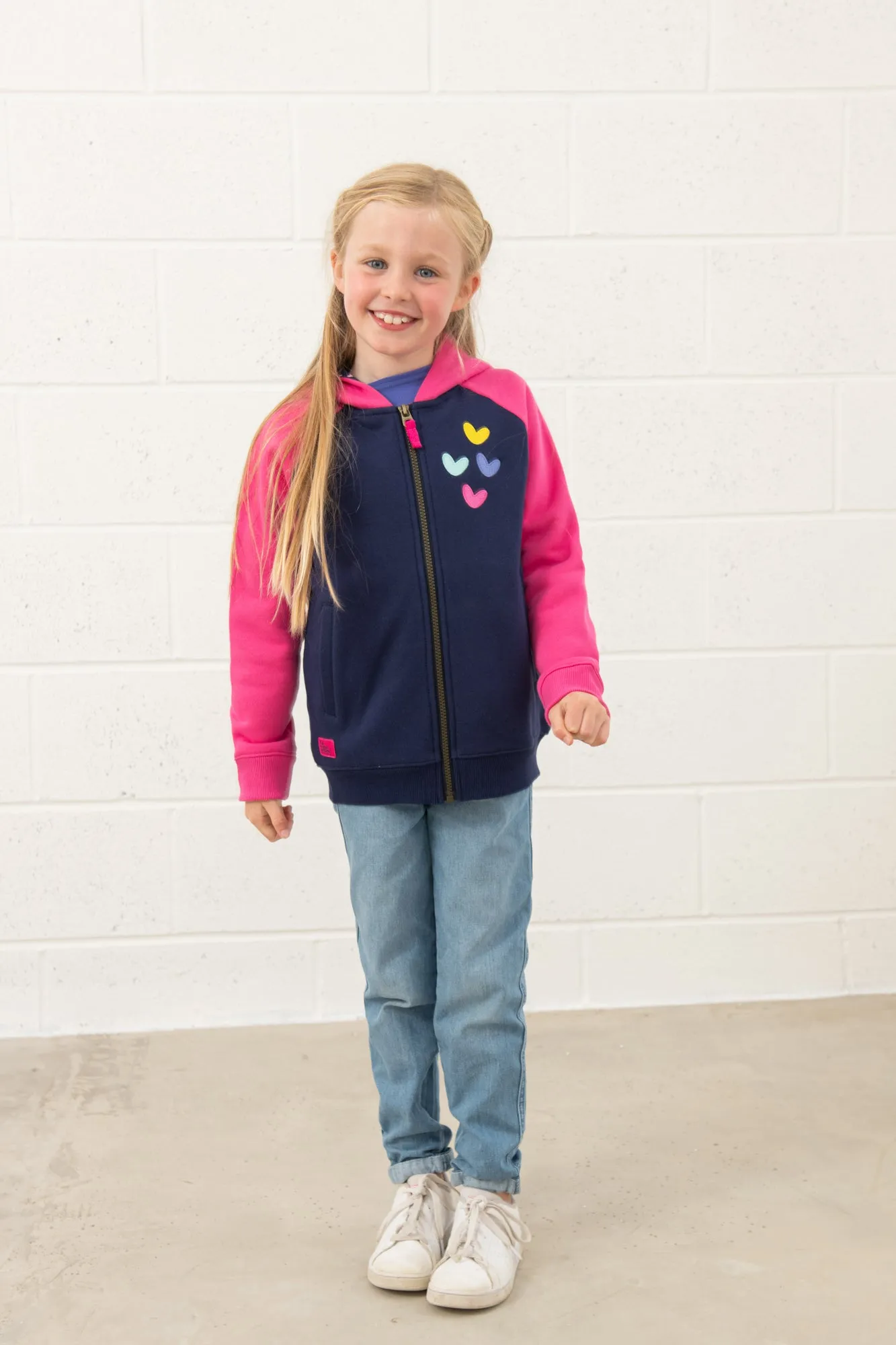 Jasmine Full Zip - Pink Navy Hearts