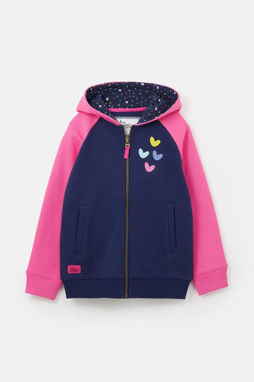 Jasmine Full Zip - Pink Navy Hearts