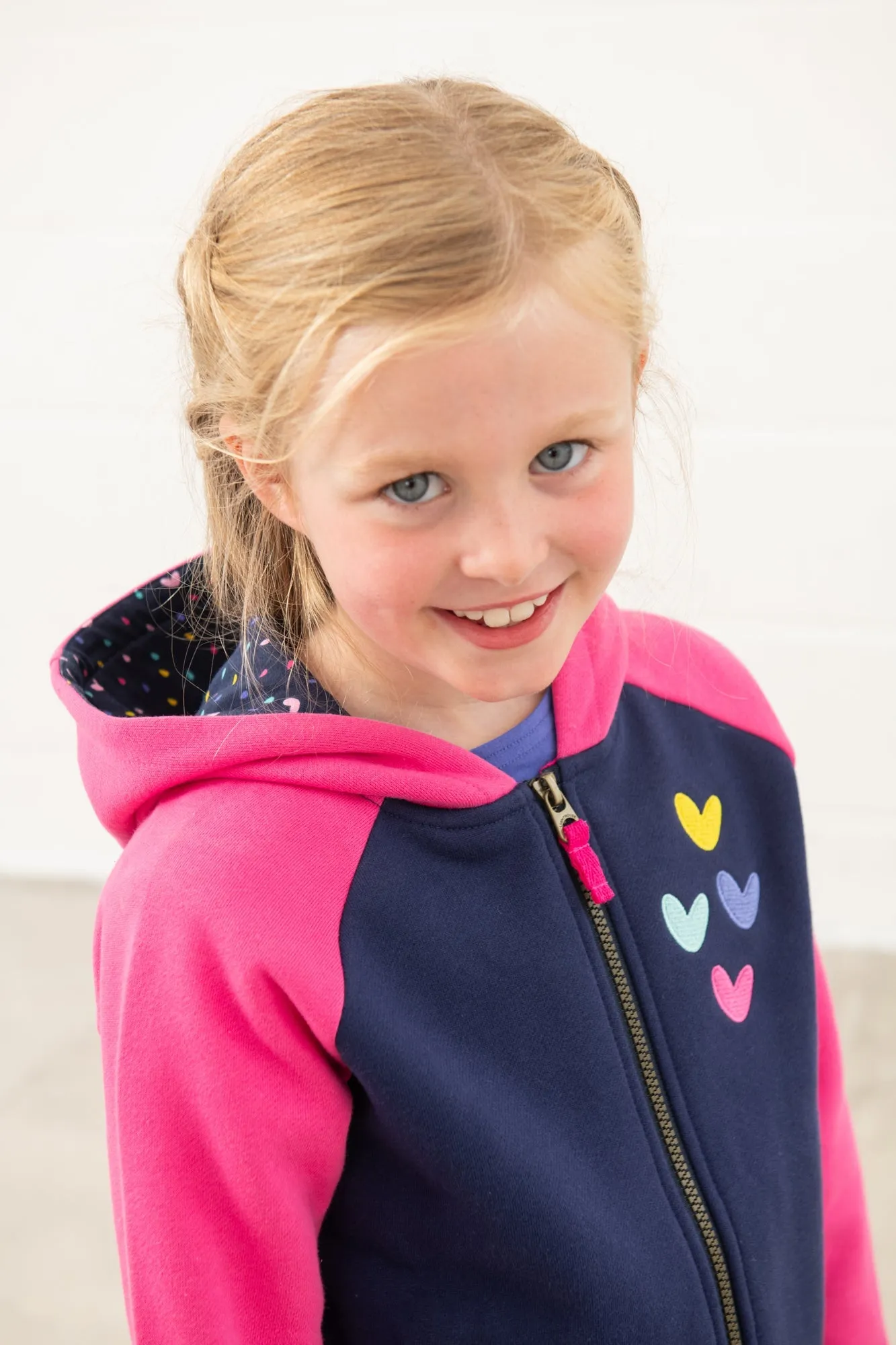 Jasmine Full Zip - Pink Navy Hearts