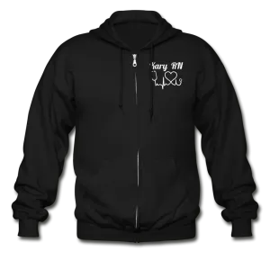 Kary RN Heartbeat Nurse Flag Gildan Heavy Blend Adult Zip Hoodie