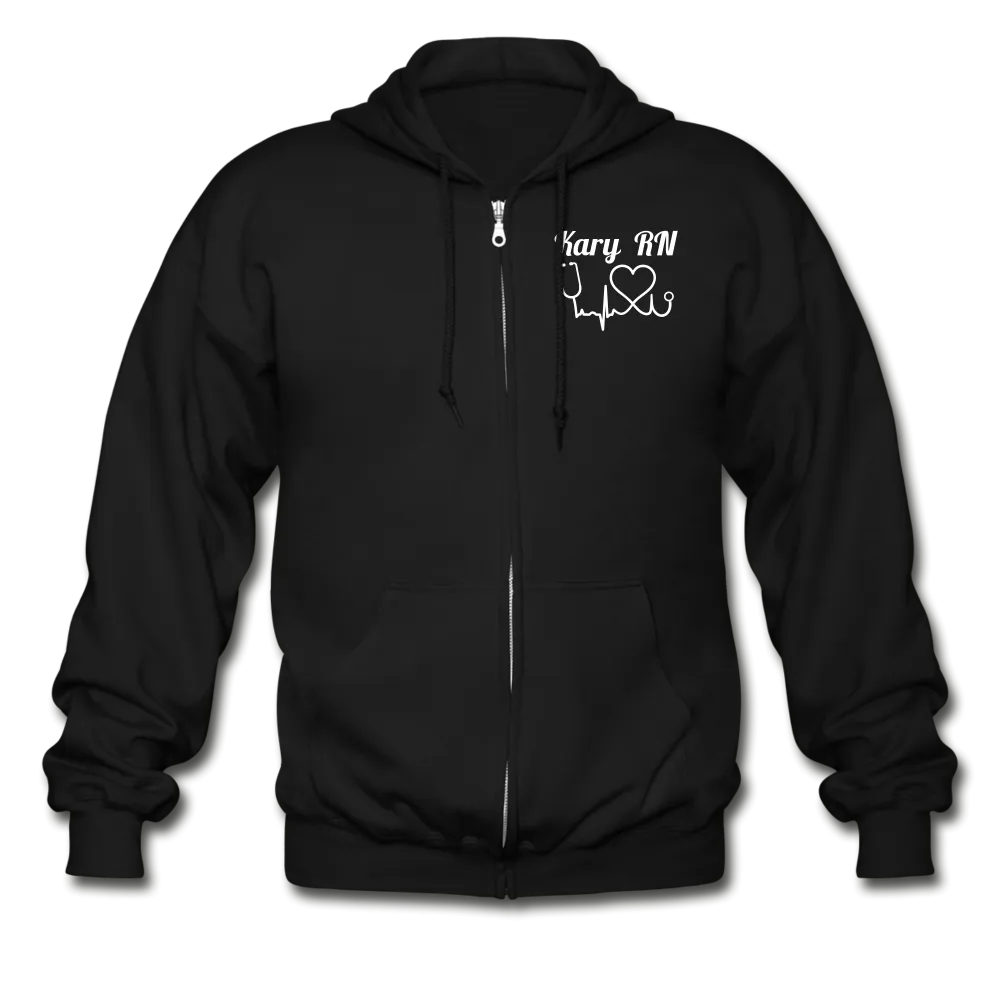 Kary RN Heartbeat Nurse Flag Gildan Heavy Blend Adult Zip Hoodie