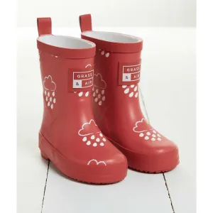 Kids Red Raindrop Colour Changing Wellies | Grass & Air