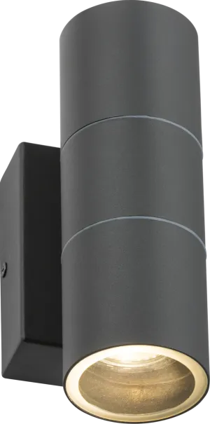 Knightsbridge OWALL2AP 230V IP54 GU10 Up & Down Wall Light with Photocell Sensor - Anthracite