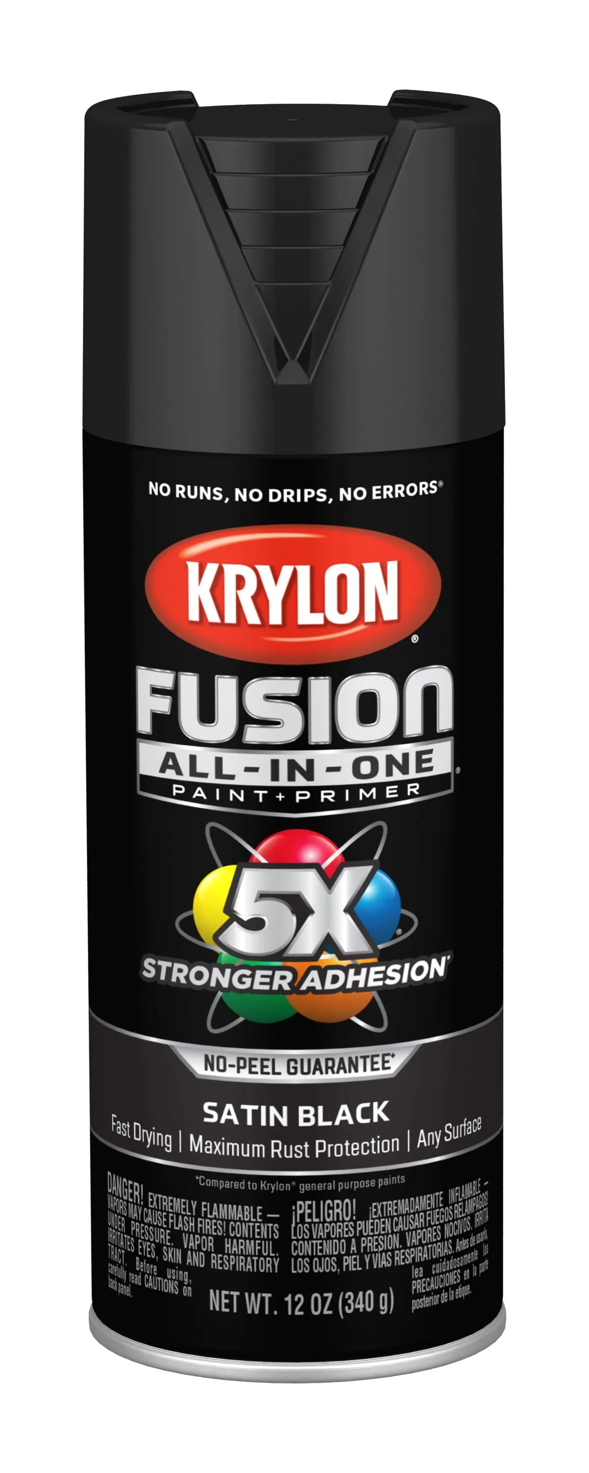 Krylon Fusion All-In-One Spray Paint, Satin Black, 12 Oz Satin Black Spray Paint