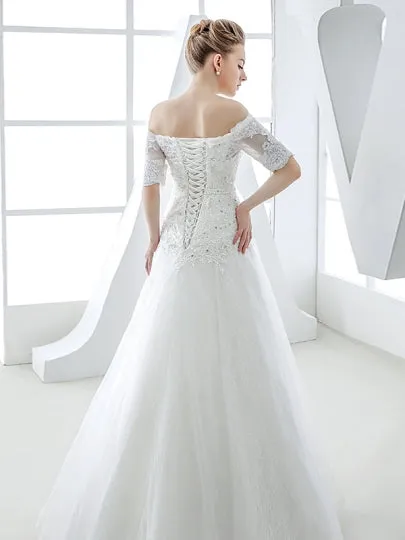 Lace Tulle A-Line Wedding Dress