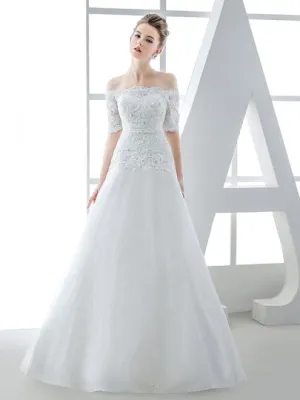 Lace Tulle A-Line Wedding Dress