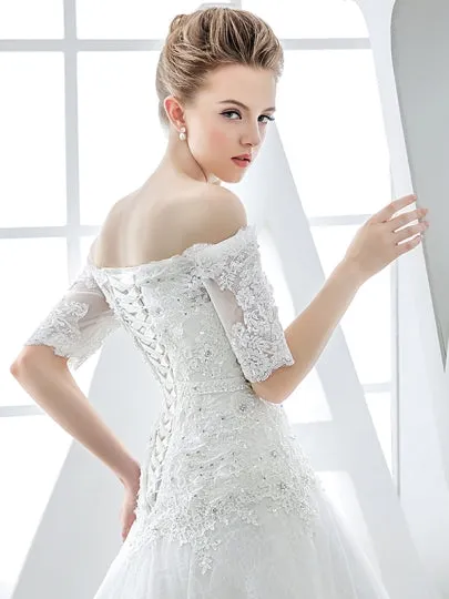Lace Tulle A-Line Wedding Dress
